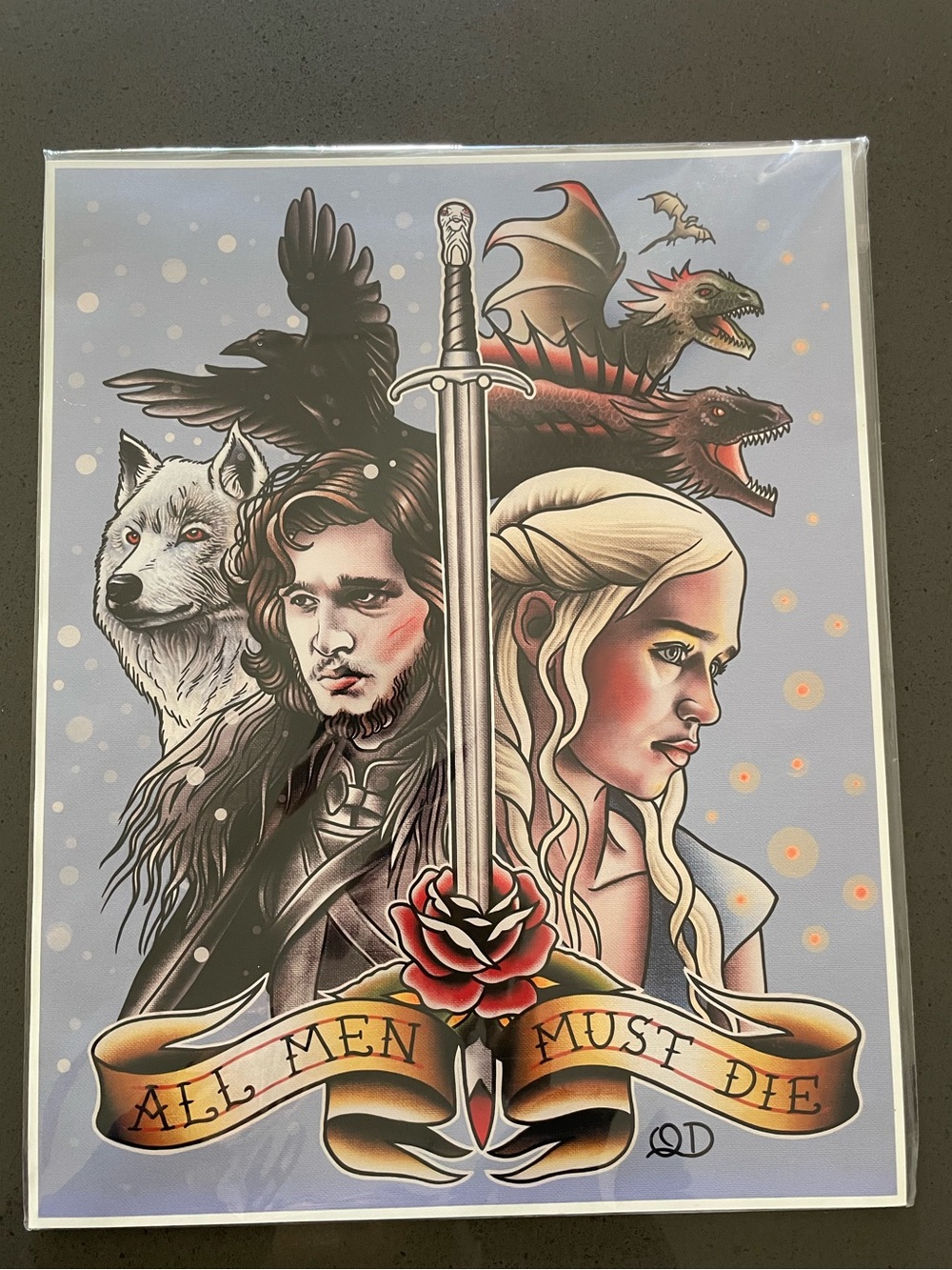 Game of Thrones Jon Snow Khaleesi Art Print 11x14